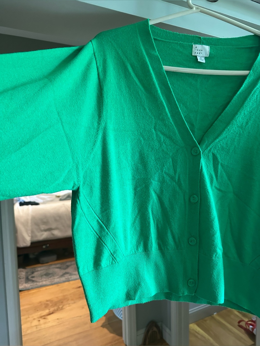 a new day Bright Green V-Neck Cropped Cardigan
